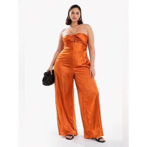 ASOS Jumpsuit NEW 14 US Plus Size Wide Leg Orange